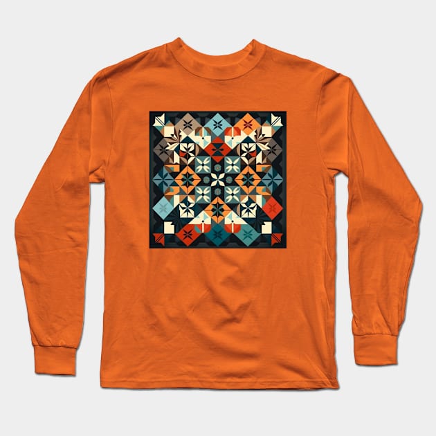 Colorful Patchwork Design Long Sleeve T-Shirt by Star Scrunch